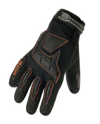 Ergodyne Small Black ProFlex 9015F Full Finger Pigskin Anti-Vibration Gloves With Woven Elastic Cuff, Polymer Palm Pad, Pigskin Leather Palm And Fingers And Low Profile Closure