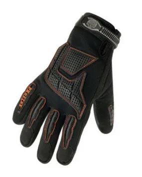 Ergodyne Small Black ProFlex 9015F Full Finger Pigskin Anti-Vibration Gloves With Woven Elastic Cuff, Polymer Palm Pad, Pigskin Leather Palm And Fingers And Low Profile Closure