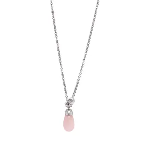 Estate White Gold & Rose Quartz Lariat Necklace
