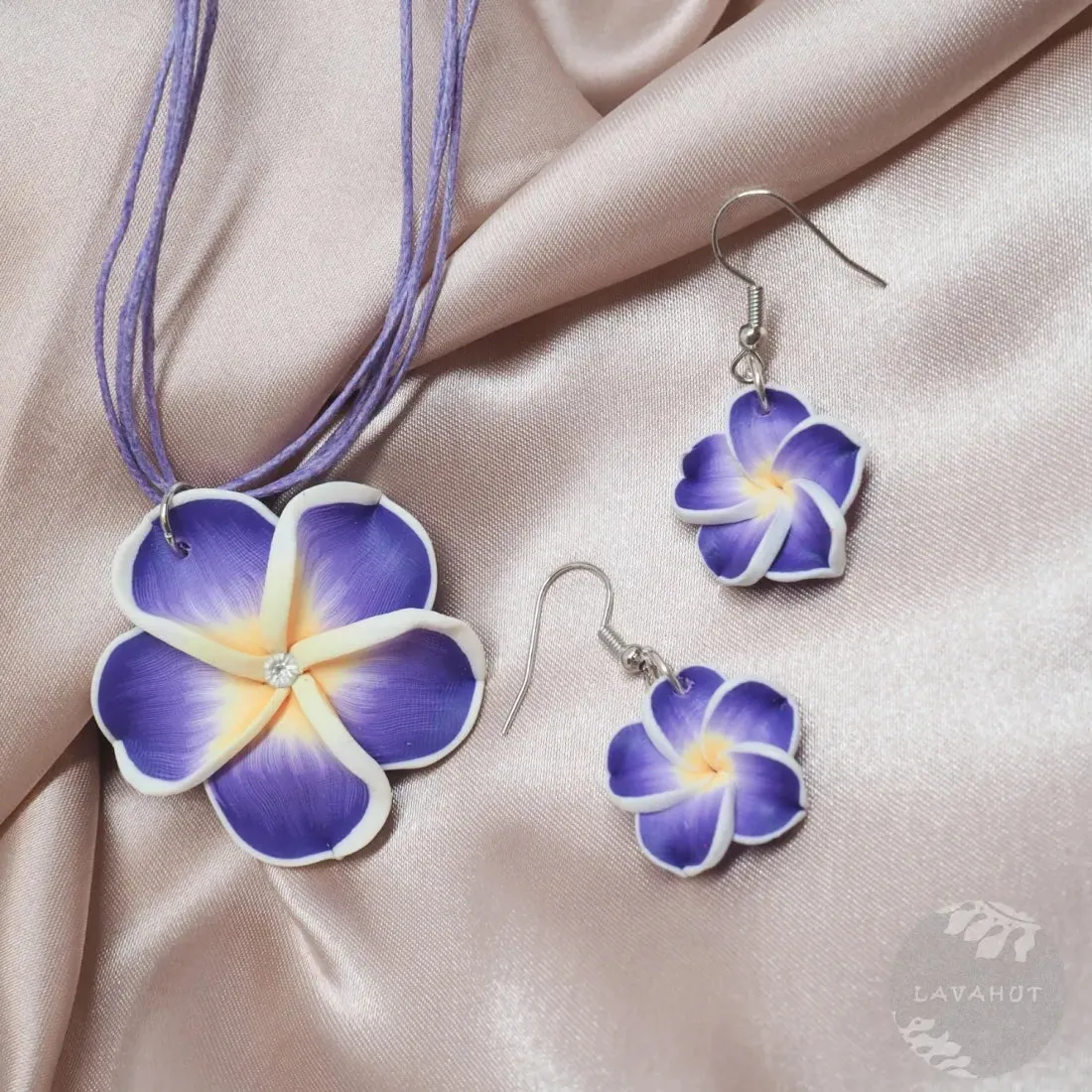 Flirty Plumeria Purple Drop Earrings