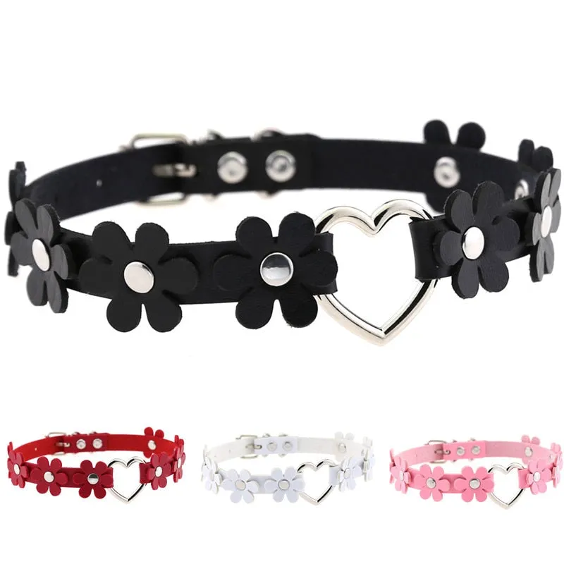 Funki Buys | Necklaces | Women's Sweet Flower Heart Choker Necklace