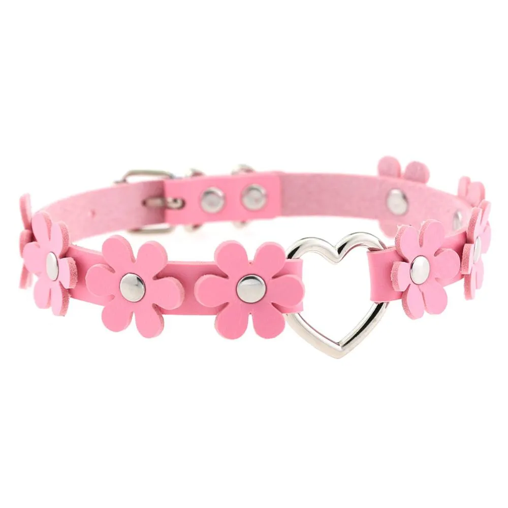 Funki Buys | Necklaces | Women's Sweet Flower Heart Choker Necklace