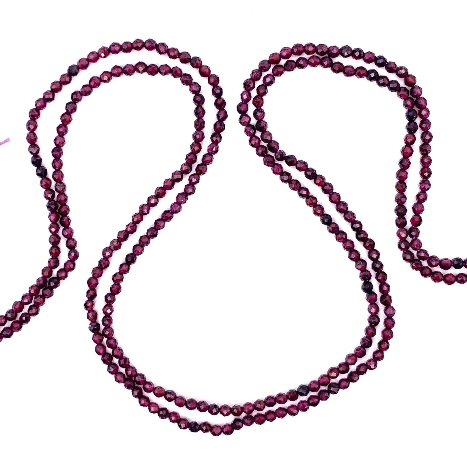 Garnet 2mm Faceted Round Bead Strand