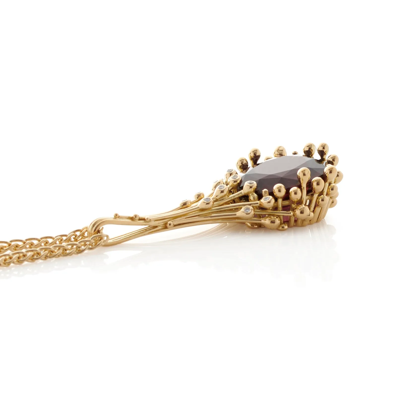 Garnet and Diamond Gold Pendant