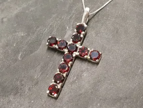 Garnet Cross Necklace - Red Cross Pendant - Statement Cross Necklace