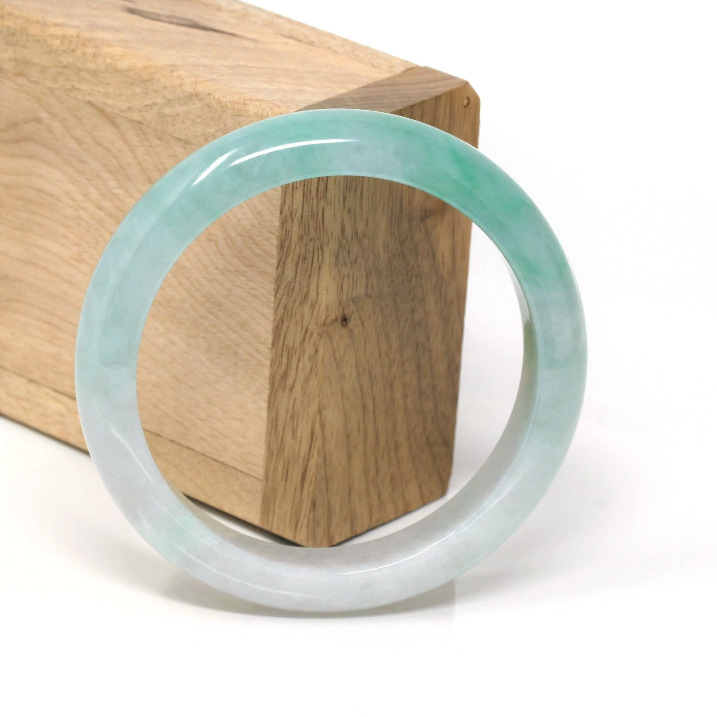 Genuine Burmese Ice-Green Jadeite Jade Bangle Bracelet ( 58 mm ) #105