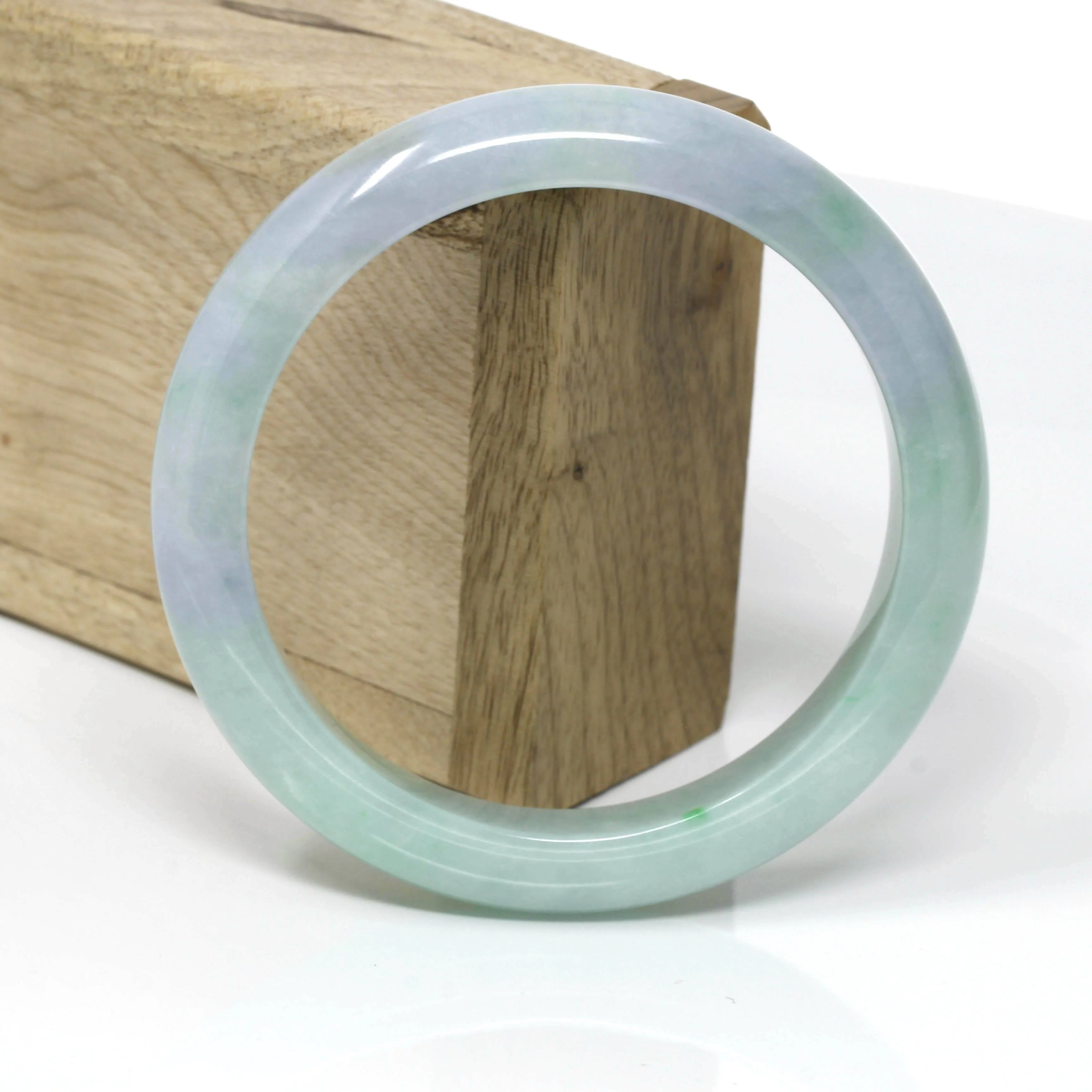 Genuine Burmese Lavender-Green Jadeite Jade Bangle Bracelet ( 61.8 mm ) #108