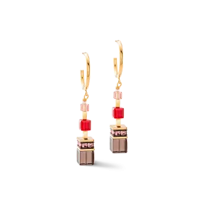 GeoCUBE® Precious statement earrings gold-red