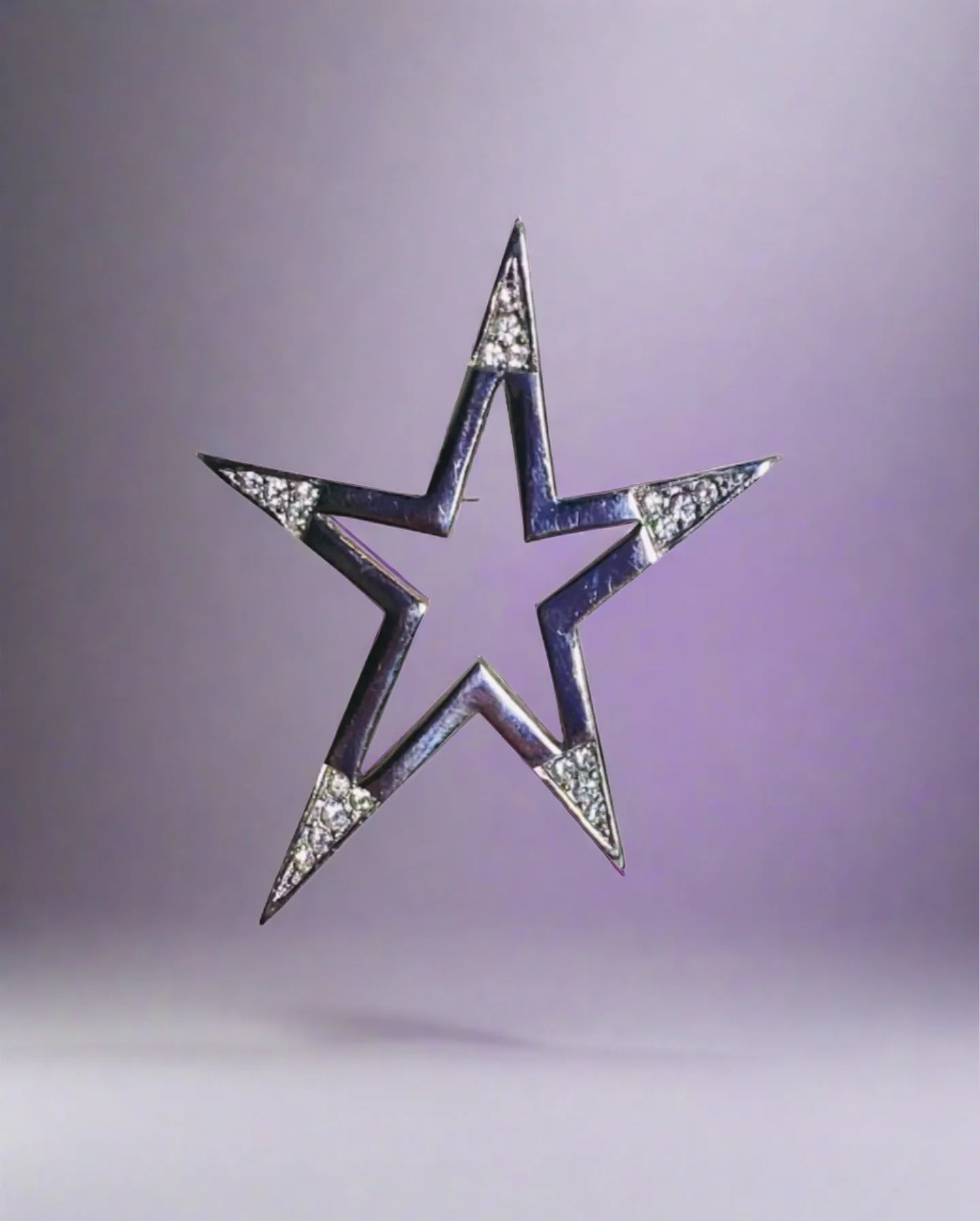 Givenchy Paris New York Silver and Rhinestone Brooch