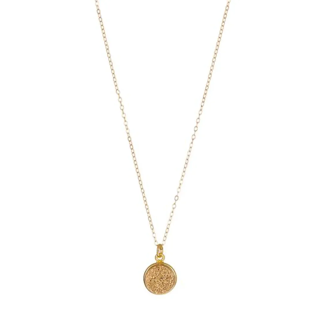 Gold Filled Druzy Quartz Pendant Necklace