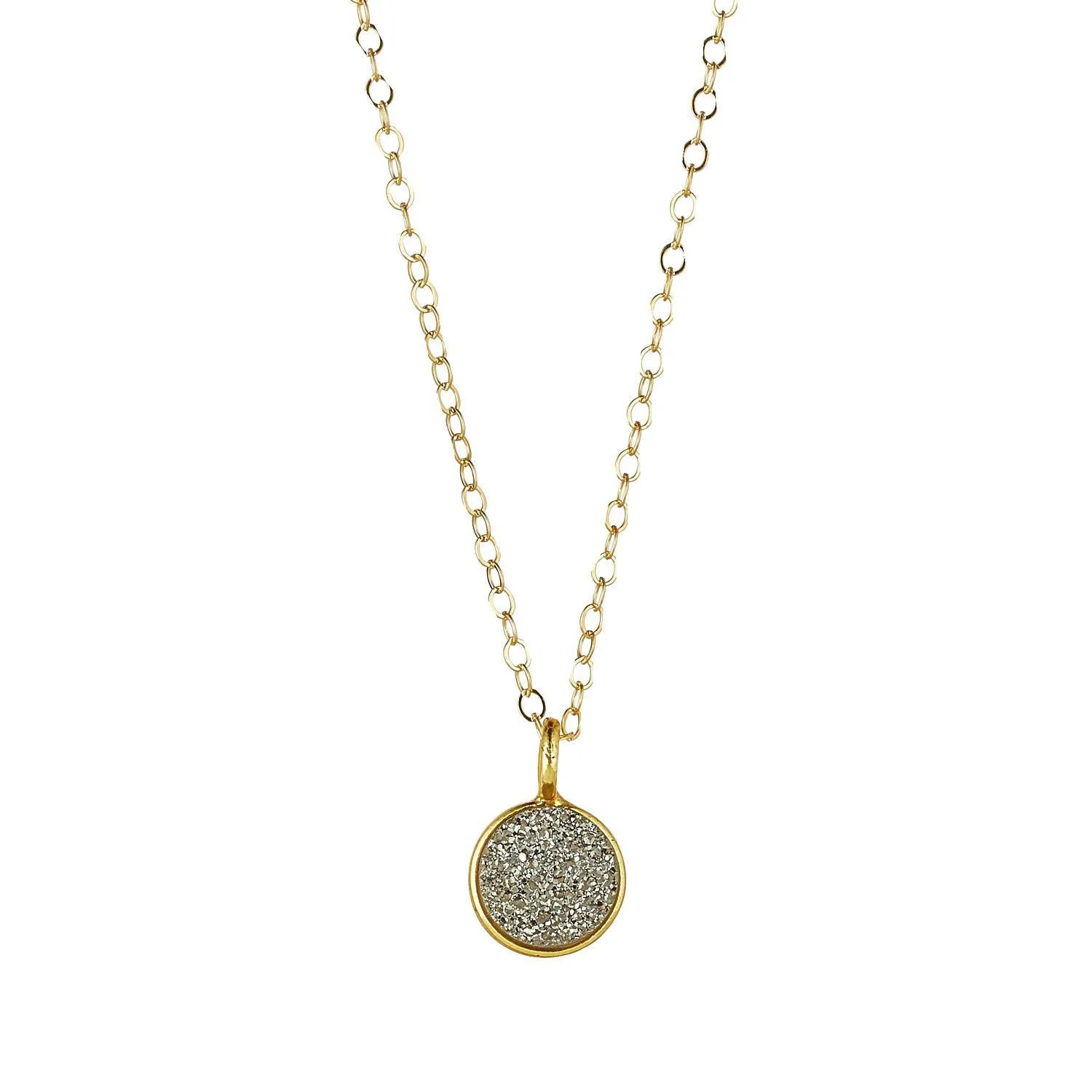 Gold Filled Druzy Quartz Pendant Necklace