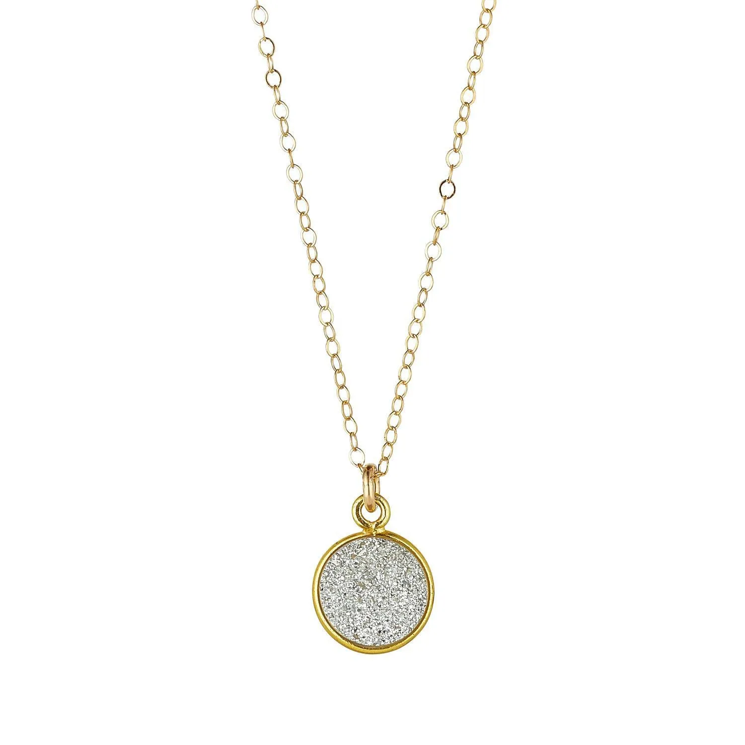 Gold Filled Druzy Quartz Pendant Necklace
