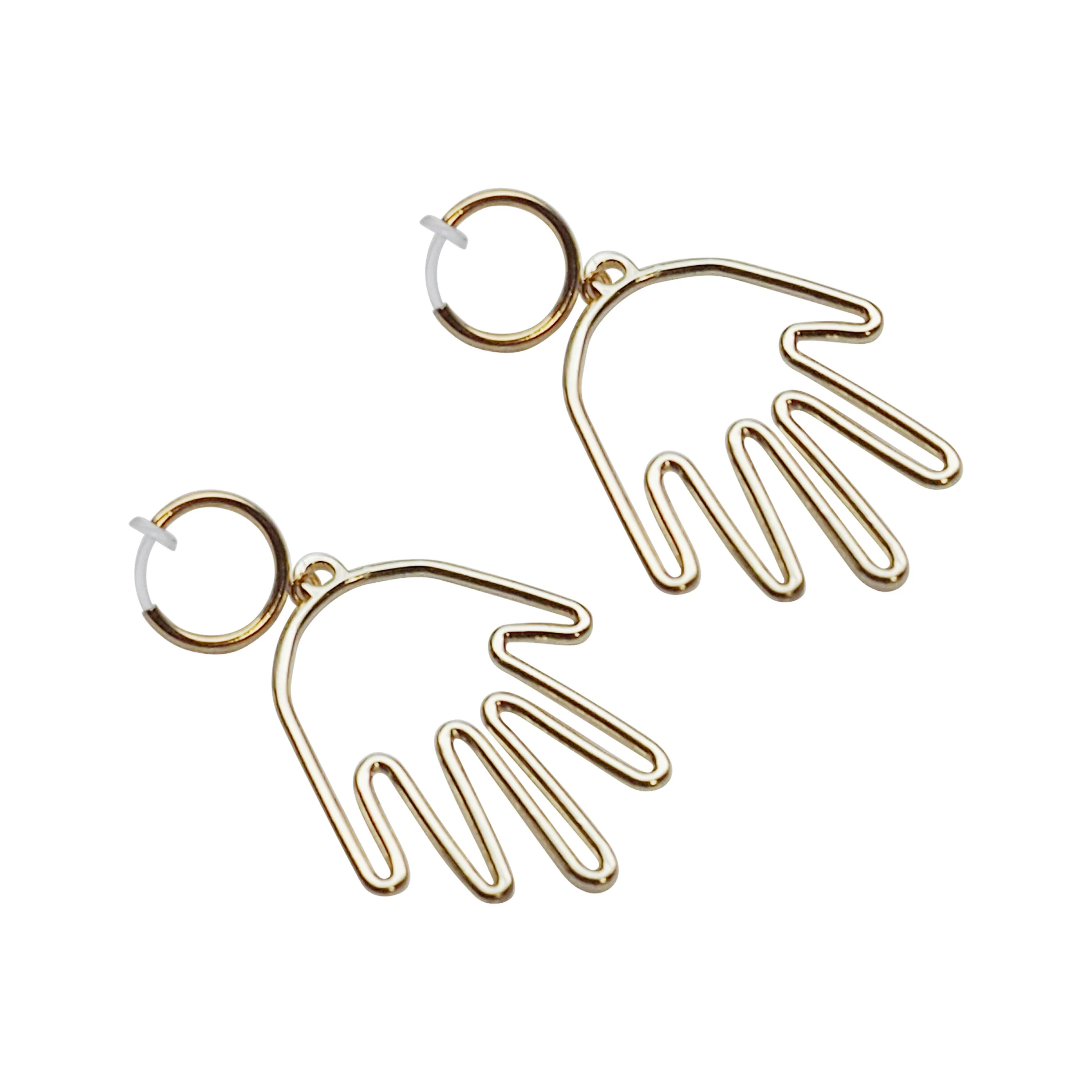 Gold hands clip on hoop earrings