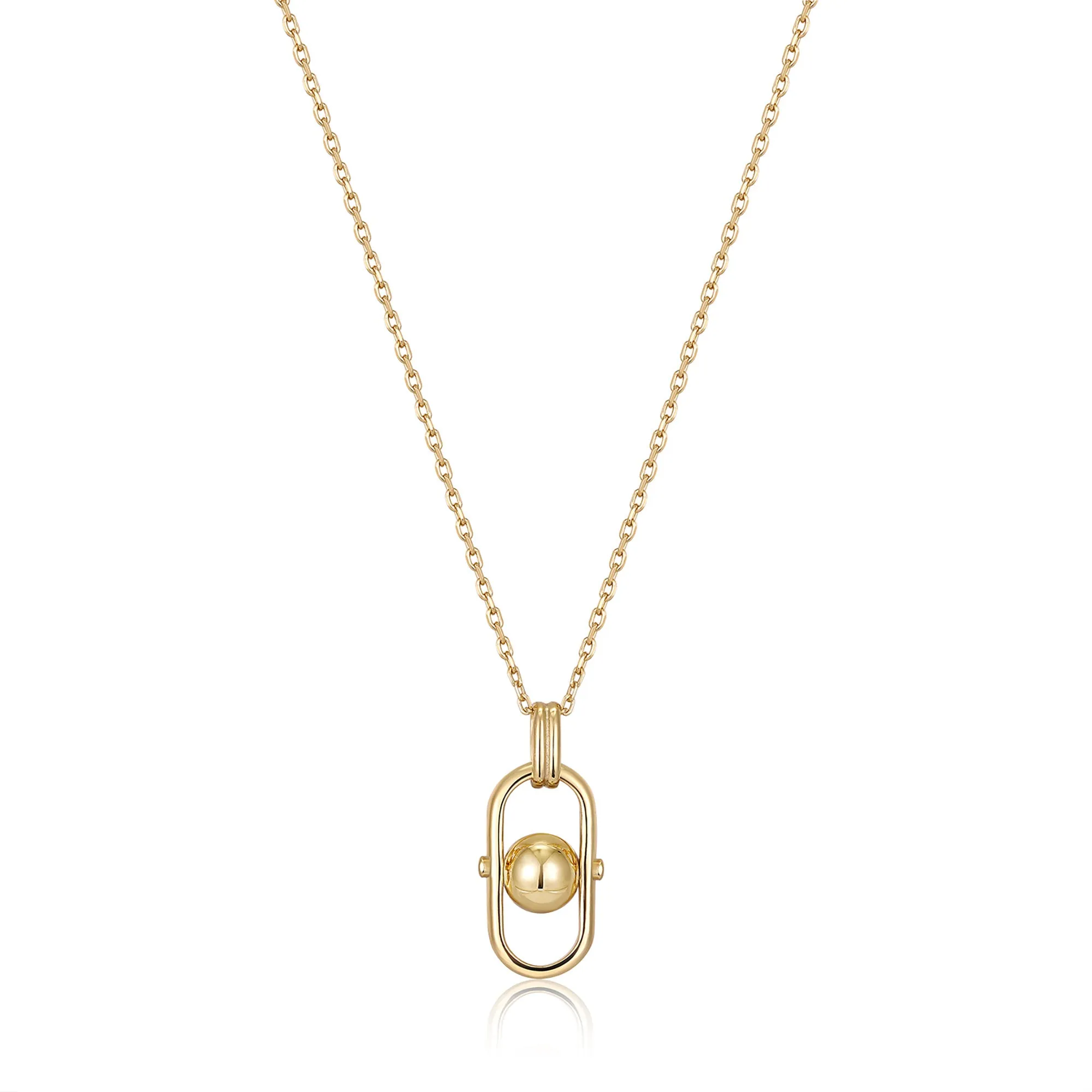 Gold Orb Link Drop Pendant Necklace