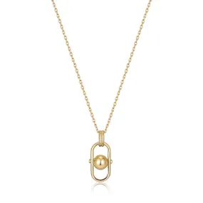 Gold Orb Link Drop Pendant Necklace