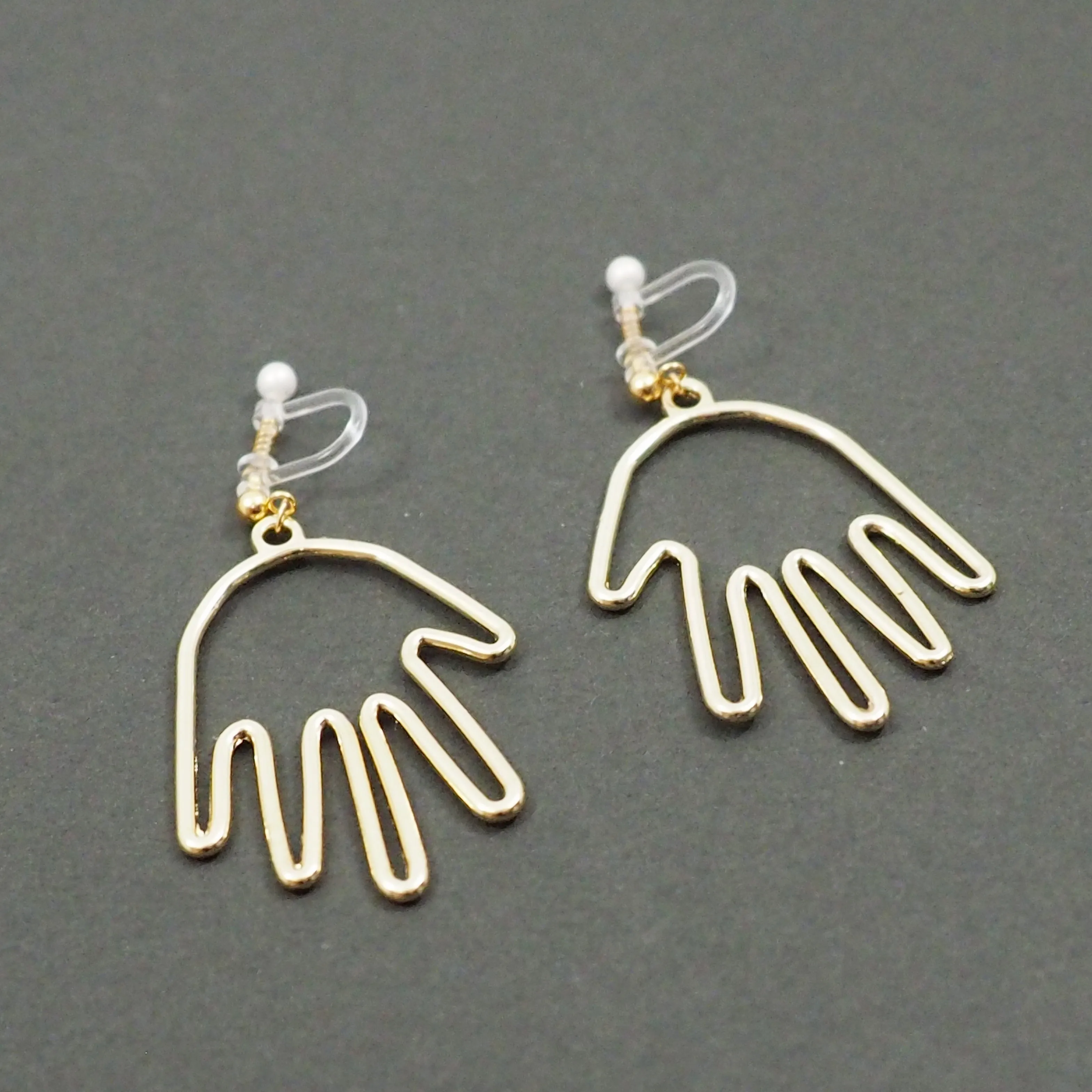 Gold Picasso Hand Invisible Clip On Earrings