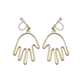 Gold Picasso Hand Invisible Clip On Earrings