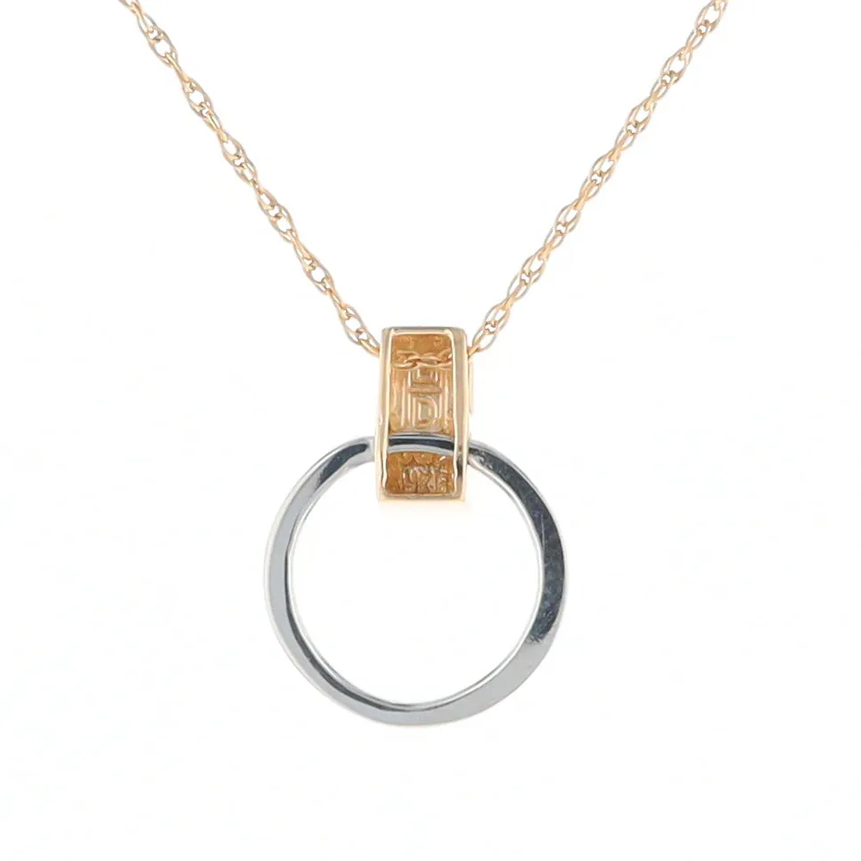 Gold Quartz Necklace Rectangle Inlaid Circle Knocker Design Pendant