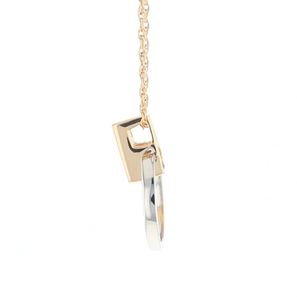Gold Quartz Necklace Rectangle Inlaid Circle Knocker Design Pendant