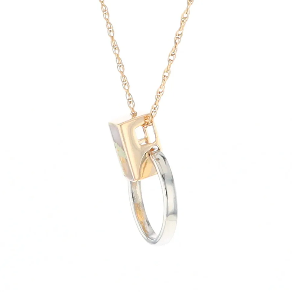 Gold Quartz Necklace Rectangle Inlaid Circle Knocker Design Pendant