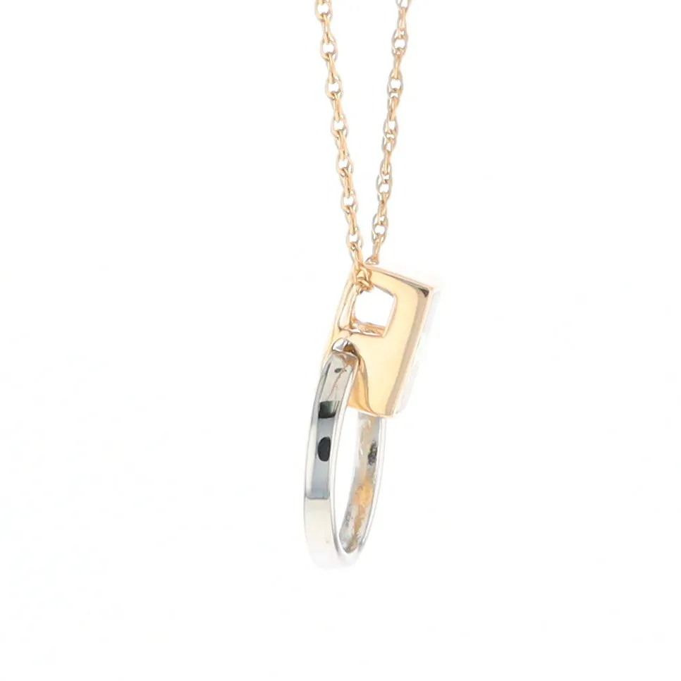 Gold Quartz Necklace Rectangle Inlaid Circle Knocker Design Pendant
