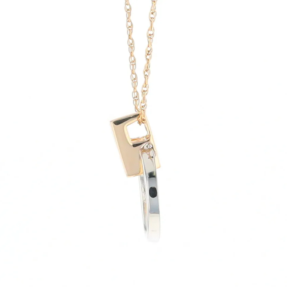 Gold Quartz Necklace Rectangle Inlaid Circle Knocker Design Pendant