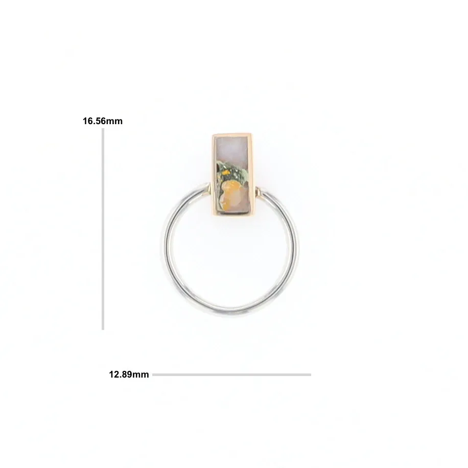 Gold Quartz Necklace Rectangle Inlaid Circle Knocker Design Pendant