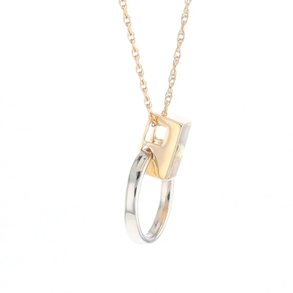 Gold Quartz Necklace Rectangle Inlaid Circle Knocker Design Pendant