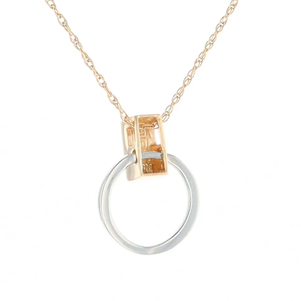 Gold Quartz Necklace Rectangle Inlaid Circle Knocker Design Pendant