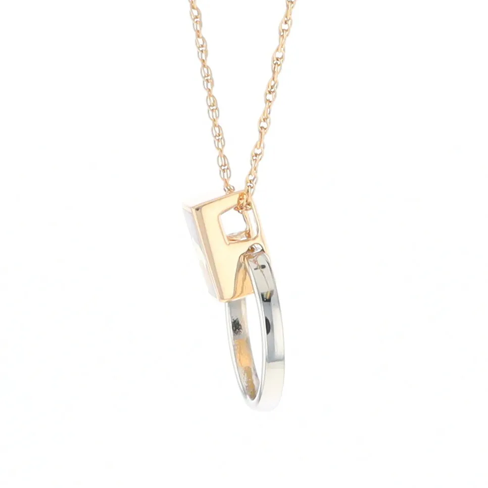 Gold Quartz Necklace Rectangle Inlaid Circle Knocker Design Pendant