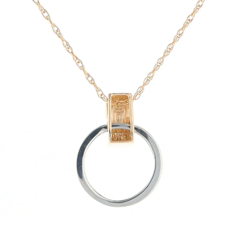 Gold Quartz Necklace Rectangle Inlaid Circle Knocker Design Pendant