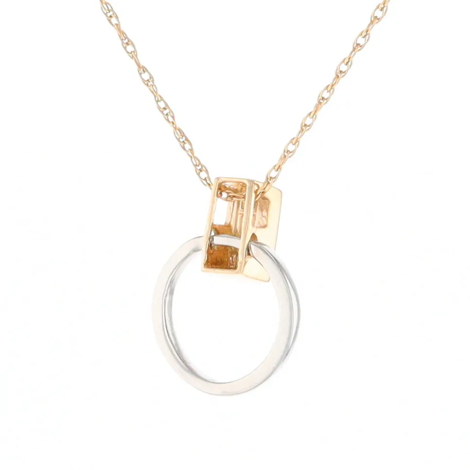 Gold Quartz Necklace Rectangle Inlaid Circle Knocker Design Pendant