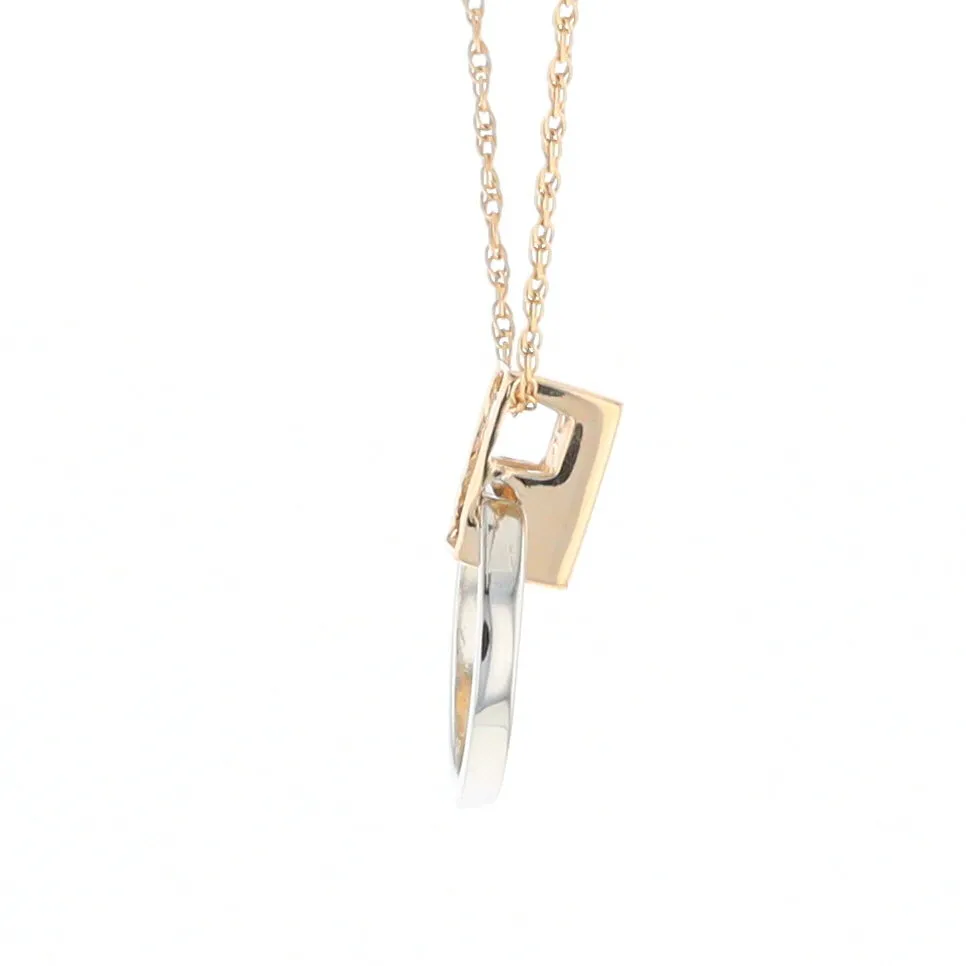 Gold Quartz Necklace Rectangle Inlaid Circle Knocker Design Pendant