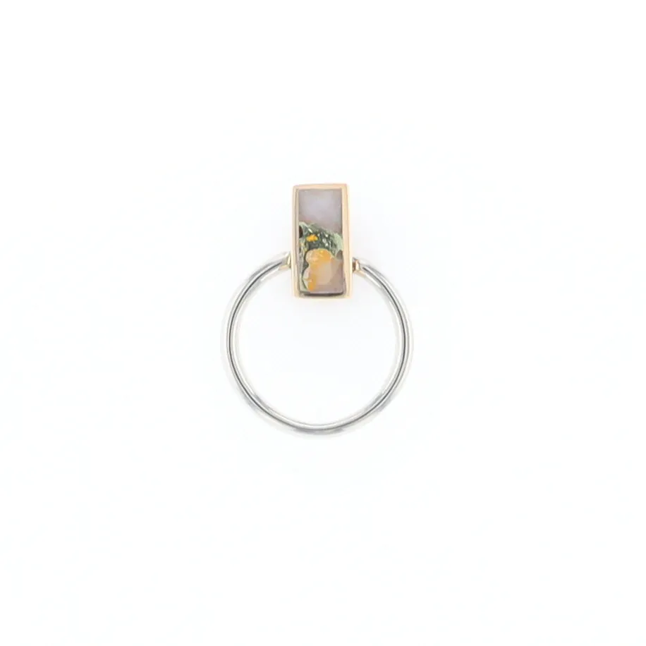 Gold Quartz Necklace Rectangle Inlaid Circle Knocker Design Pendant