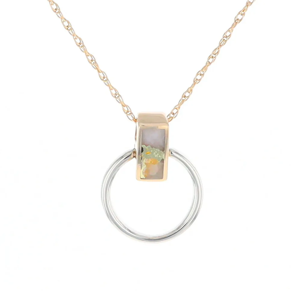 Gold Quartz Necklace Rectangle Inlaid Circle Knocker Design Pendant