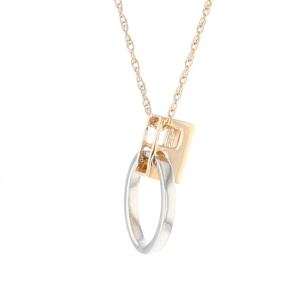 Gold Quartz Necklace Rectangle Inlaid Circle Knocker Design Pendant