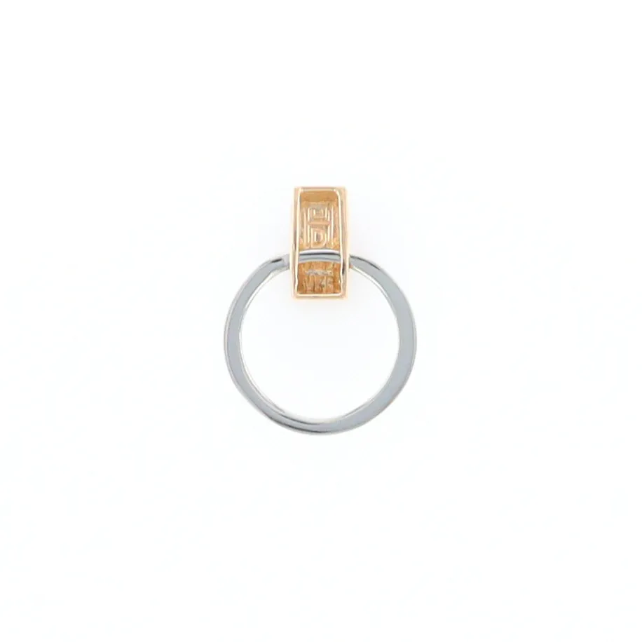 Gold Quartz Necklace Rectangle Inlaid Circle Knocker Design Pendant