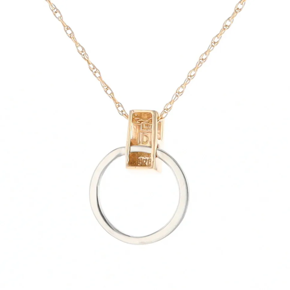 Gold Quartz Necklace Rectangle Inlaid Circle Knocker Design Pendant