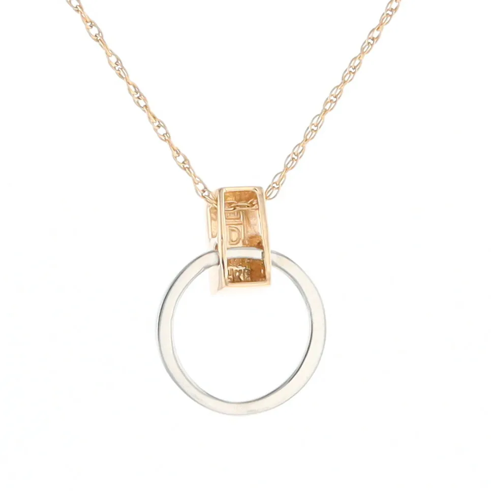 Gold Quartz Necklace Rectangle Inlaid Circle Knocker Design Pendant