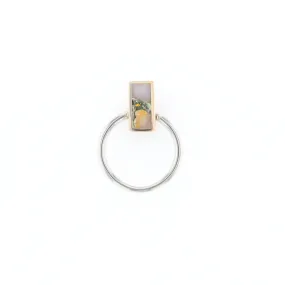 Gold Quartz Necklace Rectangle Inlaid Circle Knocker Design Pendant