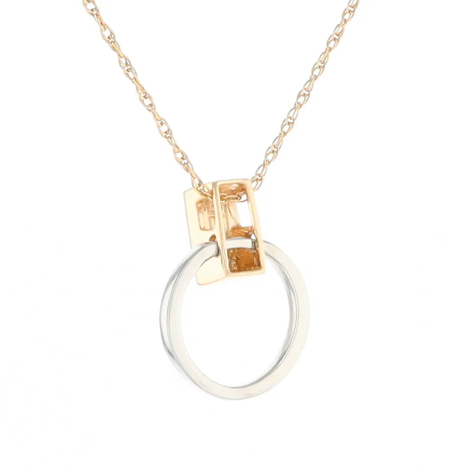 Gold Quartz Necklace Rectangle Inlaid Circle Knocker Design Pendant