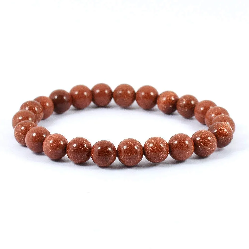 Gold Sandstone Healing Chakra Bracelet Crystal Healing Bracelet Gemstone Jewellery Beaded Stone Bracelet for Men & Women, Bead Size 10 mm