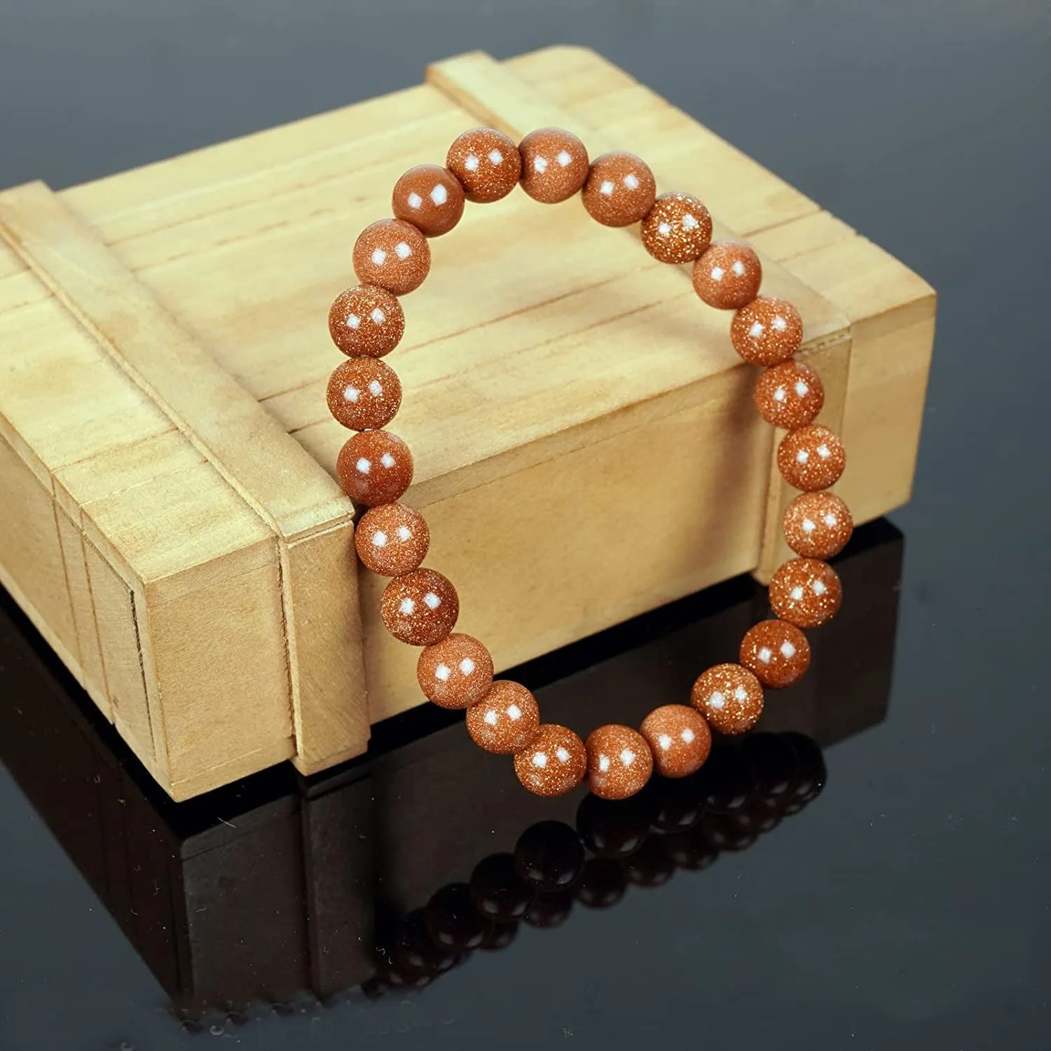 Gold Sandstone Healing Chakra Bracelet Crystal Healing Bracelet Gemstone Jewellery Beaded Stone Bracelet for Men & Women, Bead Size 10 mm