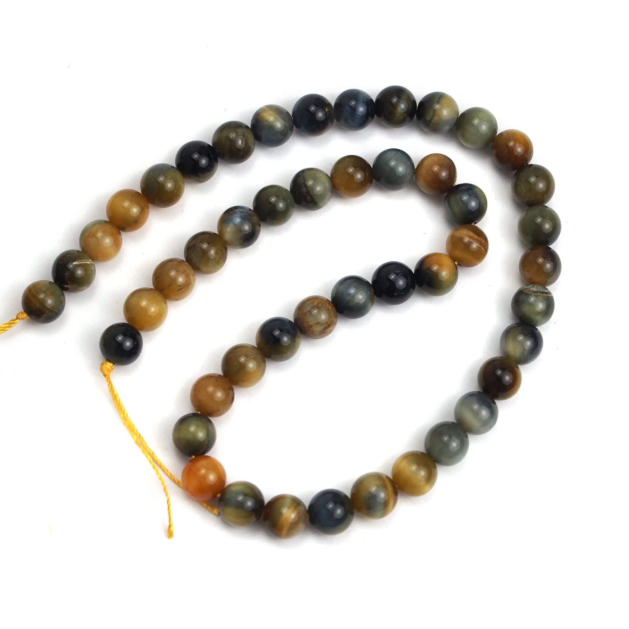 Golden Blue Cat's Eye 8mm Smooth Rounds