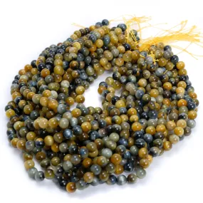 Golden Blue Cat's Eye 8mm Smooth Rounds