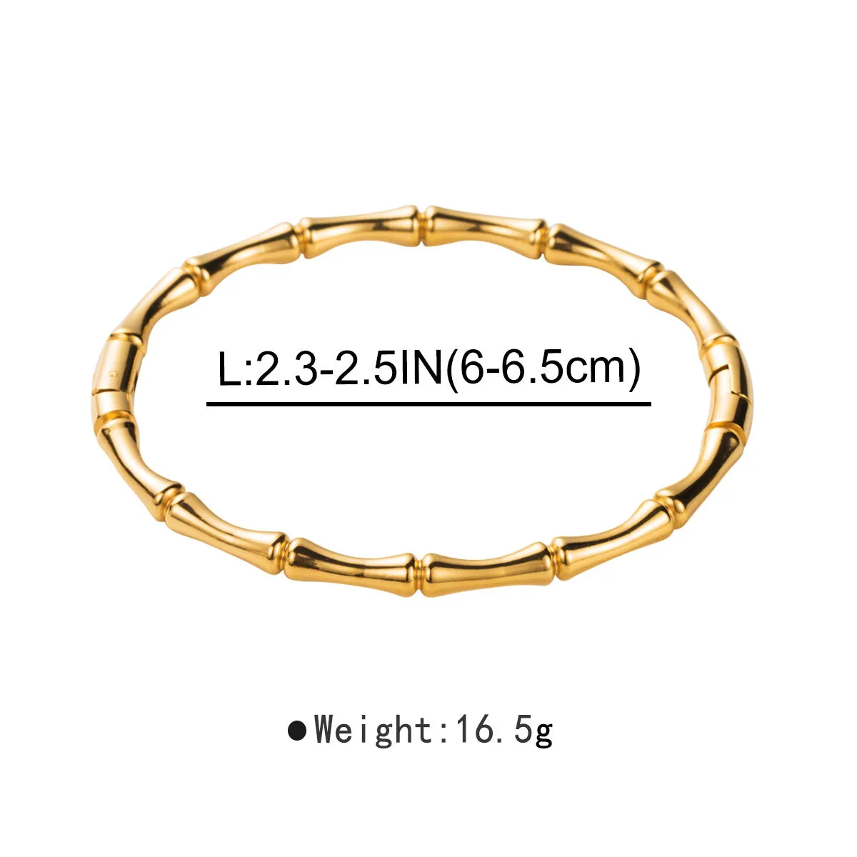 Golden Stainless Steel Bamboo Joint Closed Loop Bracelet