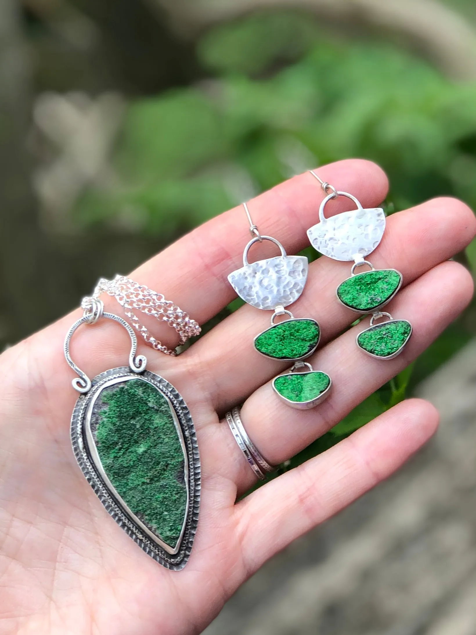 Green Garnet Druzy Statement Necklace