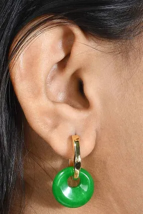 Green Jade Disc Charm Molten Huggies
