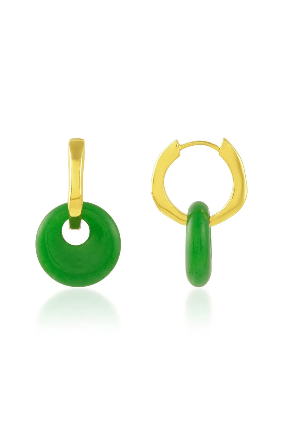 Green Jade Disc Charm Molten Huggies