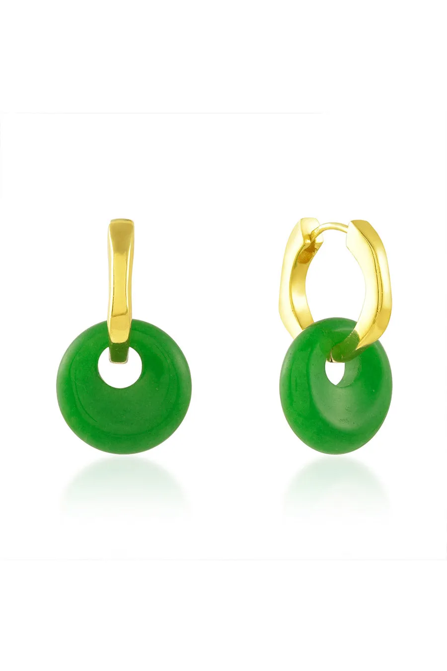 Green Jade Disc Charm Molten Huggies
